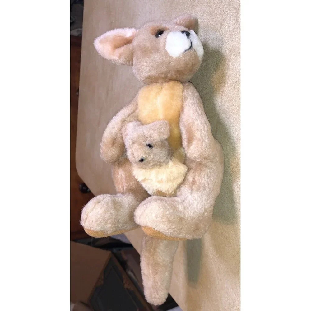 Animal Fair‎ Mama Kangaroo & Baby Joey Plush Brown Stuffed Animal Vintage Toy